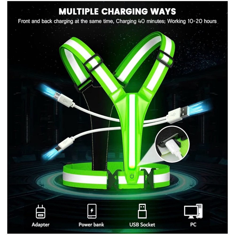 Reflective LED Safety Vest with USB Charging